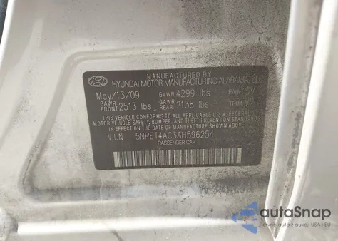 2010 Hyundai Sonata Gls из США, поврежденный, VIN 5NPET4AC3AH596254